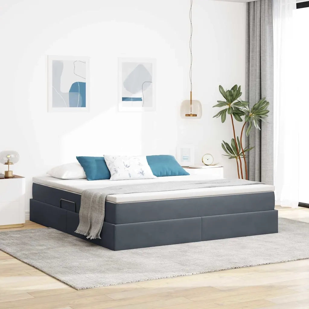 Letto con contenitore e materasso Grigio scuro 160 x 200 cm 3370312