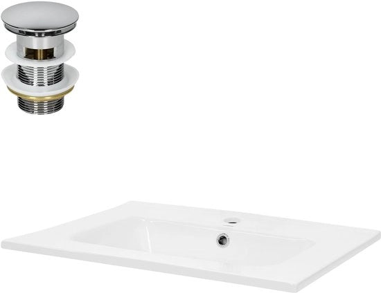 Wastafel inclusa con scarico con sovrappioggia 61x46x16,5 cm ceramica bianca 

Specifica tecnica: 
- Dimensioni: 61x46x16,5 cm
- Materiale: Ceramica