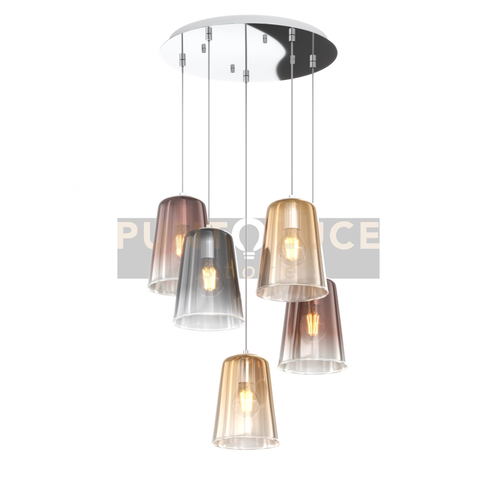 SOSPENSIONE CROMO TONDA 5 LUCI (2 AM+2 RA+1 CR) 1164CR-S5 T-MC