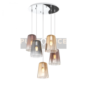 SOSPENSIONE CROMO TONDA 5 LUCI (2 AM+2 RA+1 CR) 1164CR-S5 T-MC
