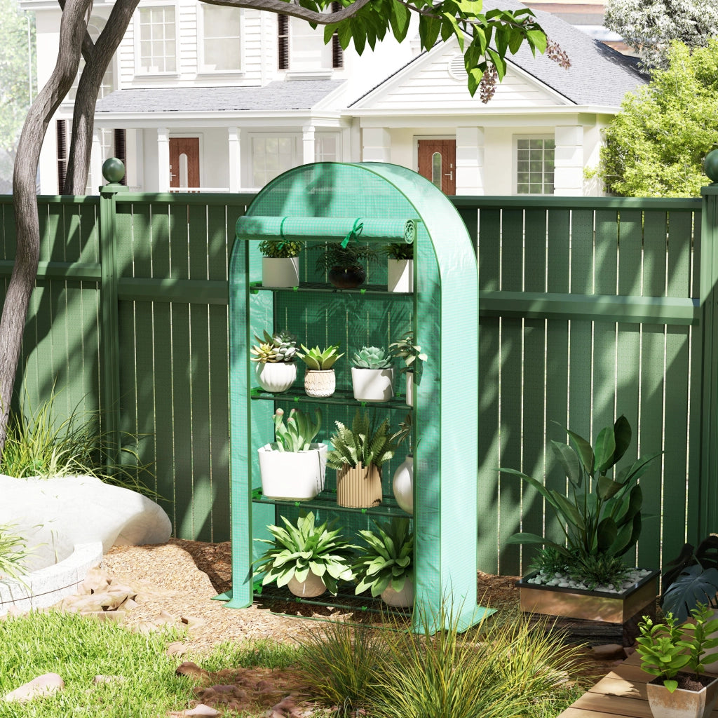 Serra da Giardino con 4 Ripiani e Porta a Rullo ¨C Zephmum ¨C Verde 105x45x160 cm