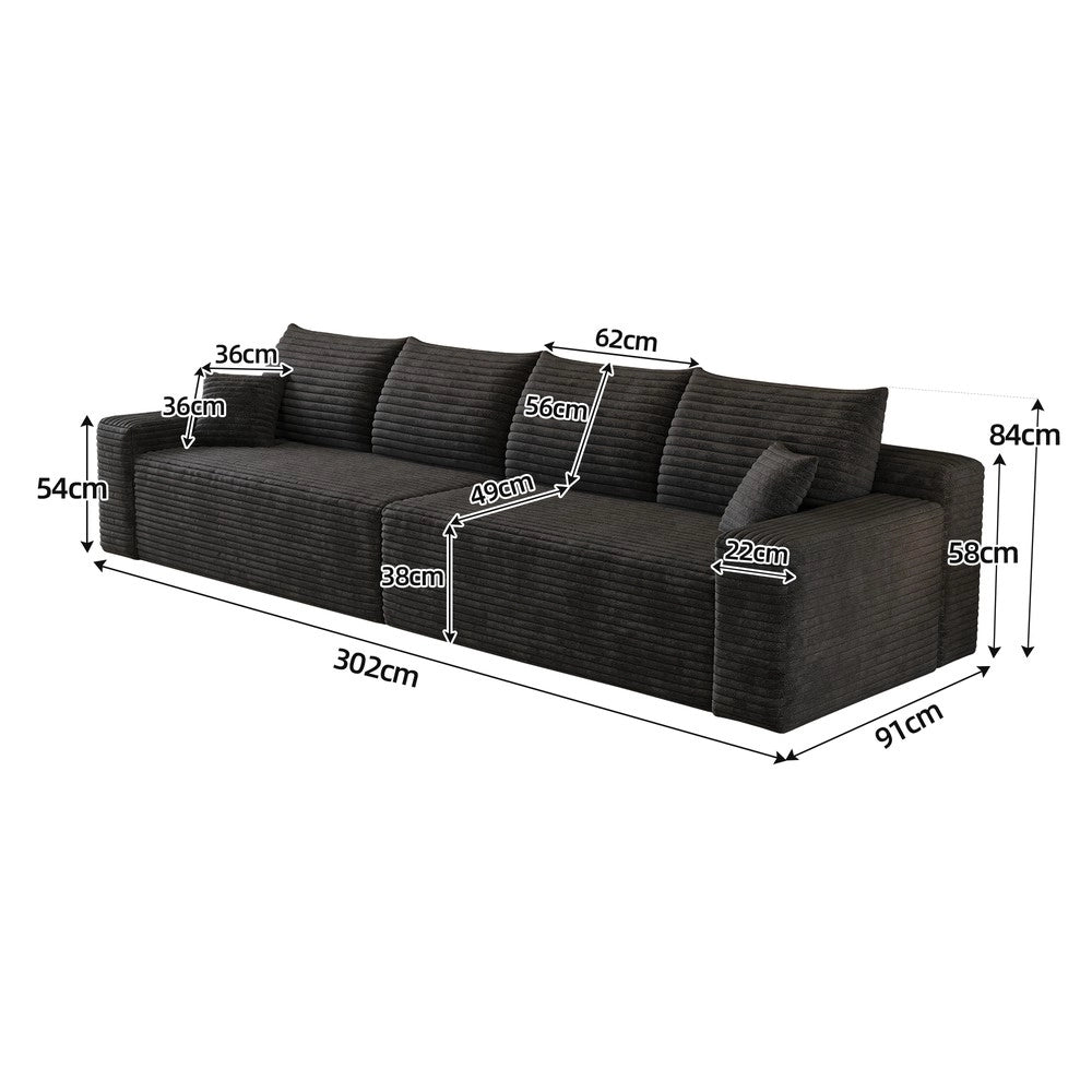 Divano letto in velluto nero ¨C Minimal ¨C 302 cm