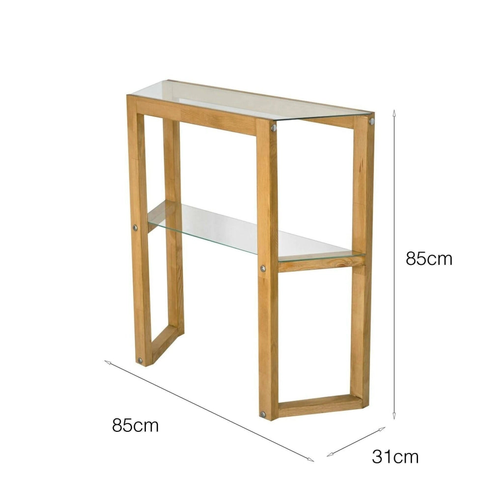 Consolle Barga, Tavolo multiuso, Mobiletto d'appoggio, Scrivania da corridoio, 85x31h85 cm, Quercia