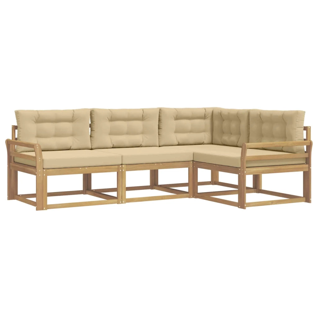 Set di divani da esterno 3 pcs Bianco e Beige Poliestere
