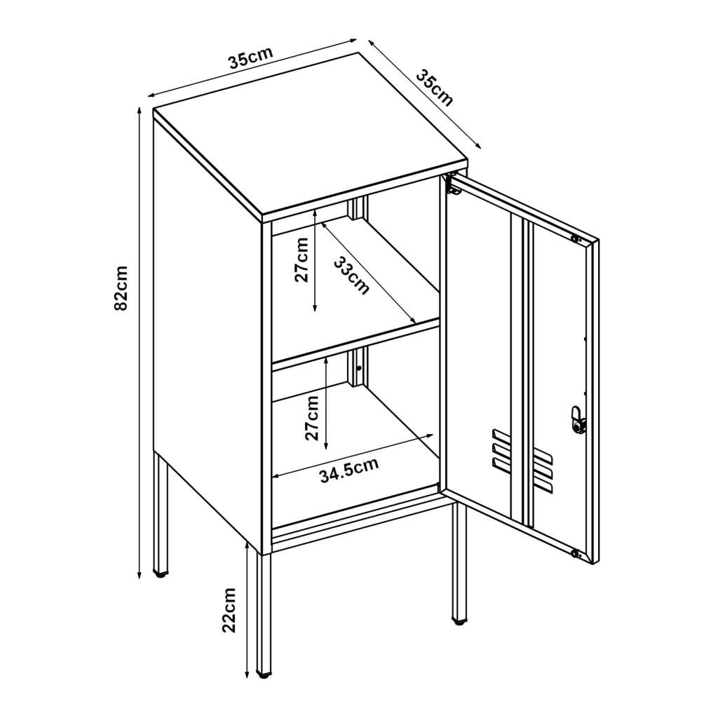 Comodino comodino cassettiera mobile contenitore con maniglia a sinistra acciaio 82 x 35 x 35 cm bianco 03_0011011
