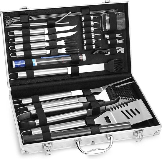 Set di accessori per barbecue in acciaio inossidabile con pinza e badile