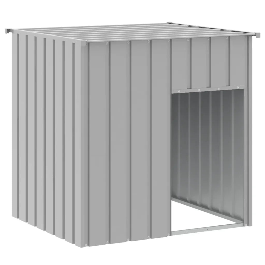 Cuccia per cani con tetto grigio chiaro 110x103x109 cm in acciaio zincato 172356