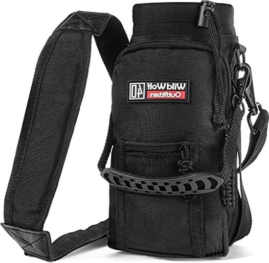 Porta acqua - 1200 ml bottiglie - accessori da campeggio - cinturone regolabile - borsa bottiglie isolata - escursione all'aperto - Nero - Design moderno