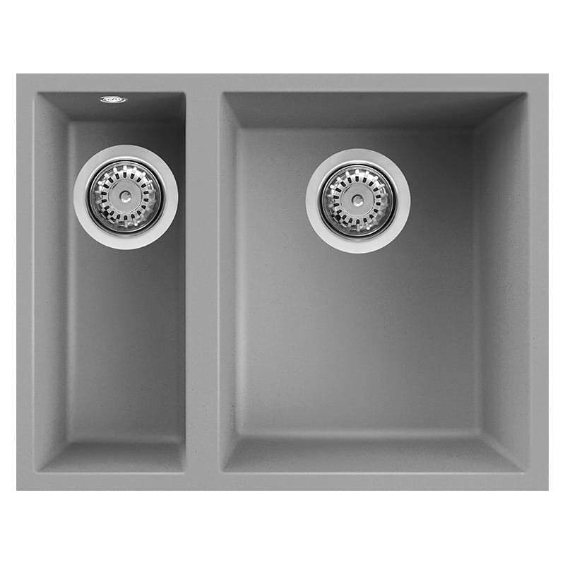 Lavello Elleci Incasso 2 vasche 56x44 Quadra 150 Sottotop Keratek Plus Grigio Light Grey LKQ15097BSO