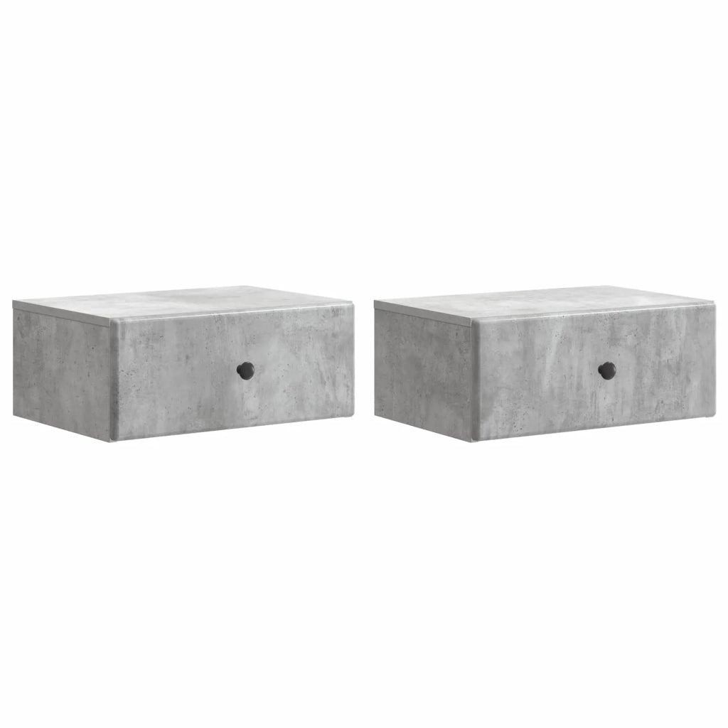 Mobiletto da notte a muro con cassetto 2 pcs Grigio Cemento 899132
