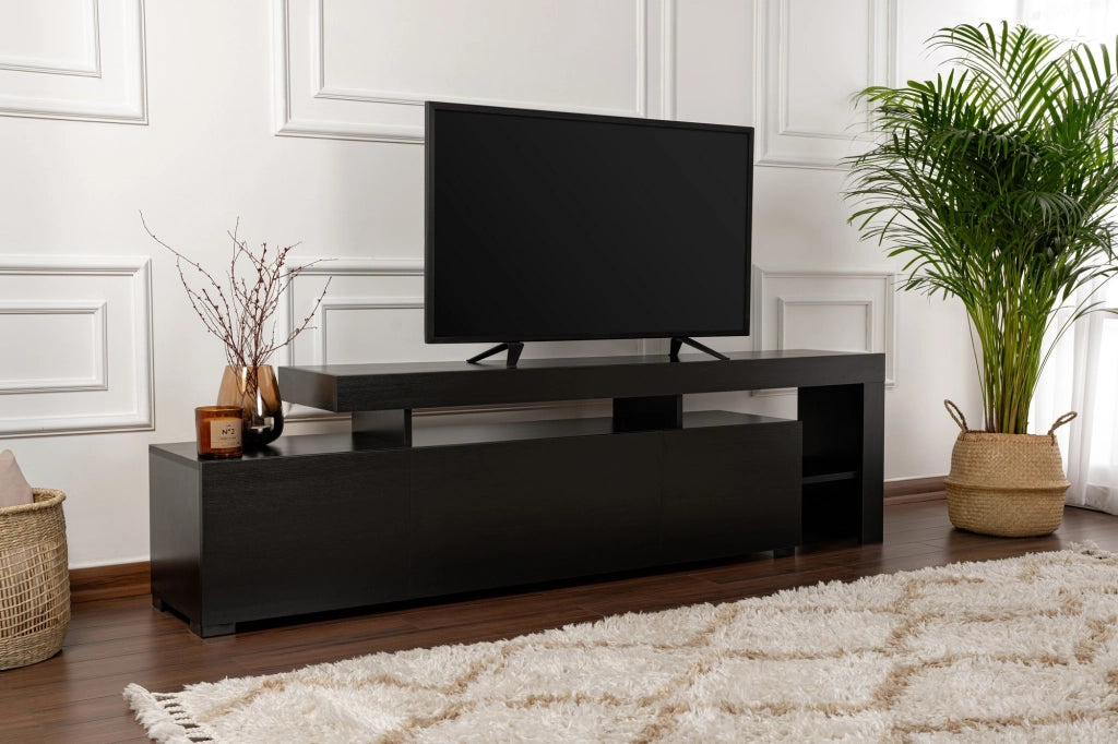Porta TV in legno "Beliz" 192 x 37 x 53 cm - Legno nero