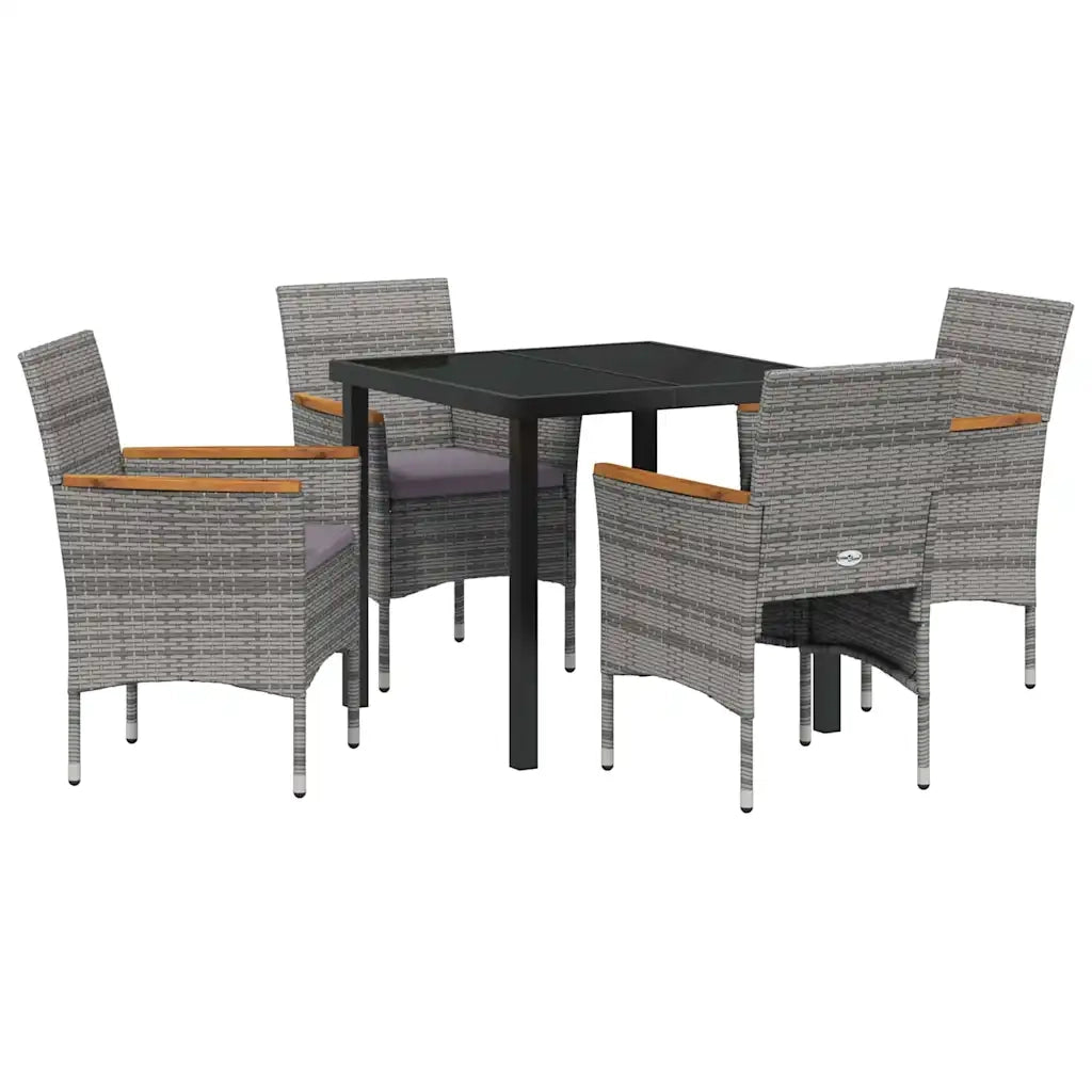 Set da Pranzo per Giardino con cuscino 5 pcs Grigio polyrattan 3379759