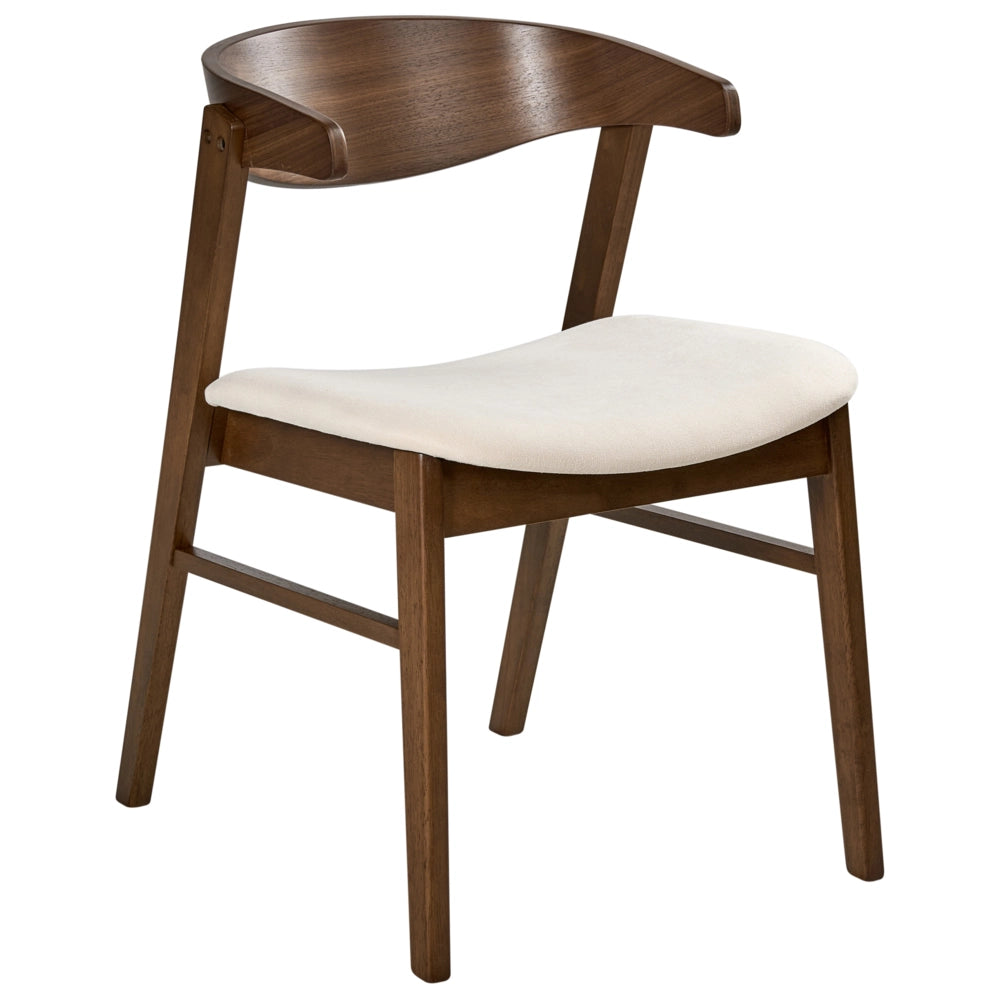 Set di 2 sedie da pranzo in stile tradizionale con seduta imbottita colore marrone scuro e bianco sporco