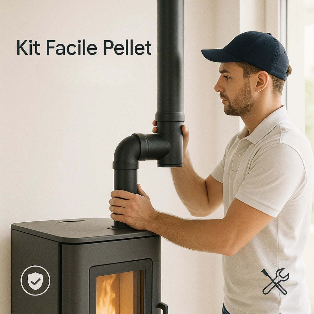 Kit facile pellet completo 11 pezzi per canale da fumo diametro 80 mm
