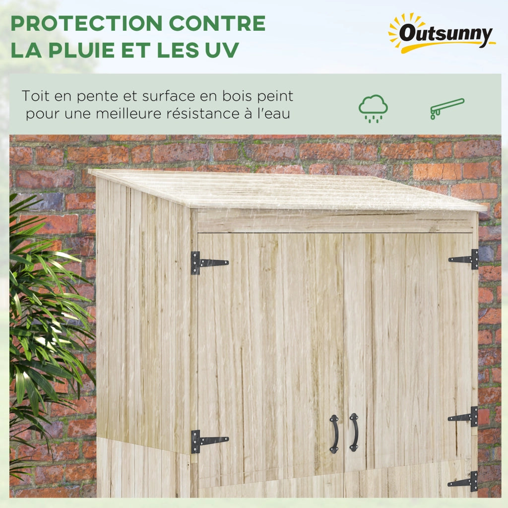 Armadio da giardino ¨C zephmum ¨C legno naturale 120x57x183 cm