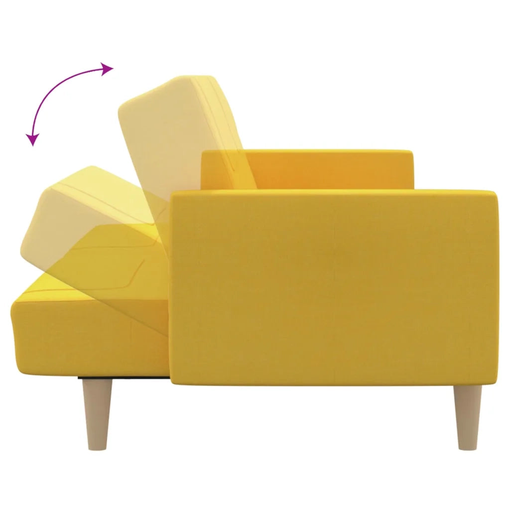 Divano Letto a 2 Posti Giallo in Tessuto 375789