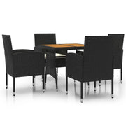 Set da Pranzo per Giardino 5 pz | Set Salotto da Giardino in Polyrattan Nero