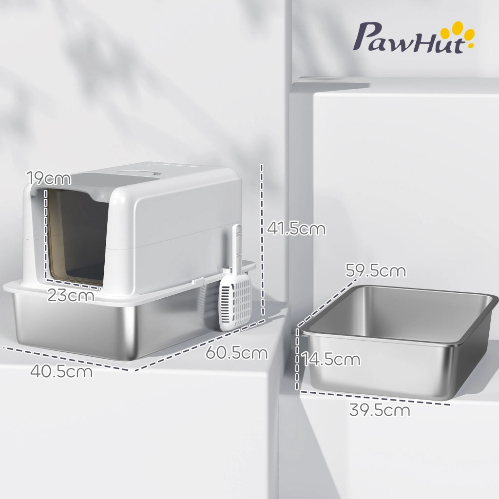 Lettiera per Gatti Chiusa con Vassoio Acciaio ¨C Zephmum ¨C PP 40.5x60.5x41.5 cm