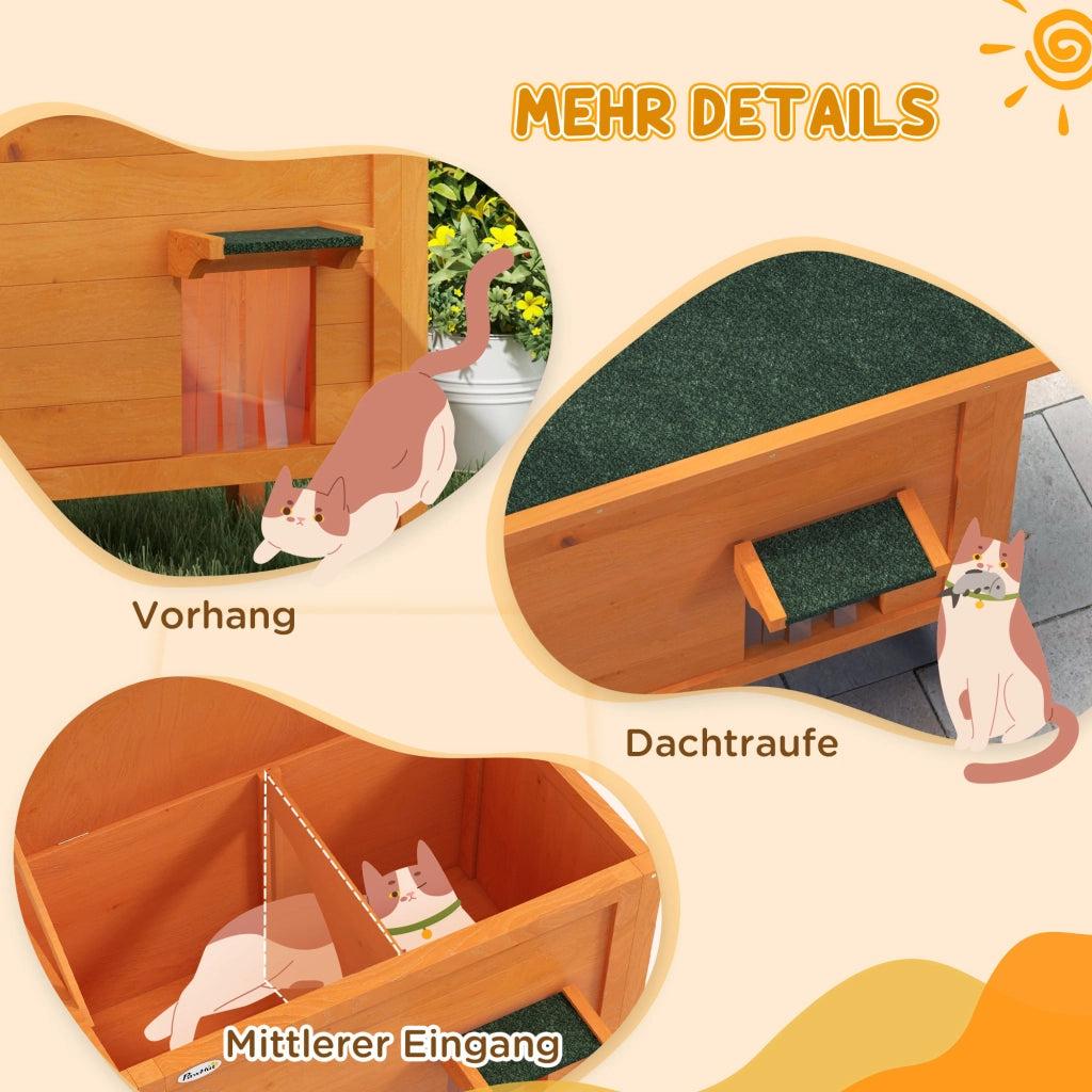 Casetta per Gatti da Esterno ¨C zephmum ¨C Arancione e Verde 85x50x68.5 cm