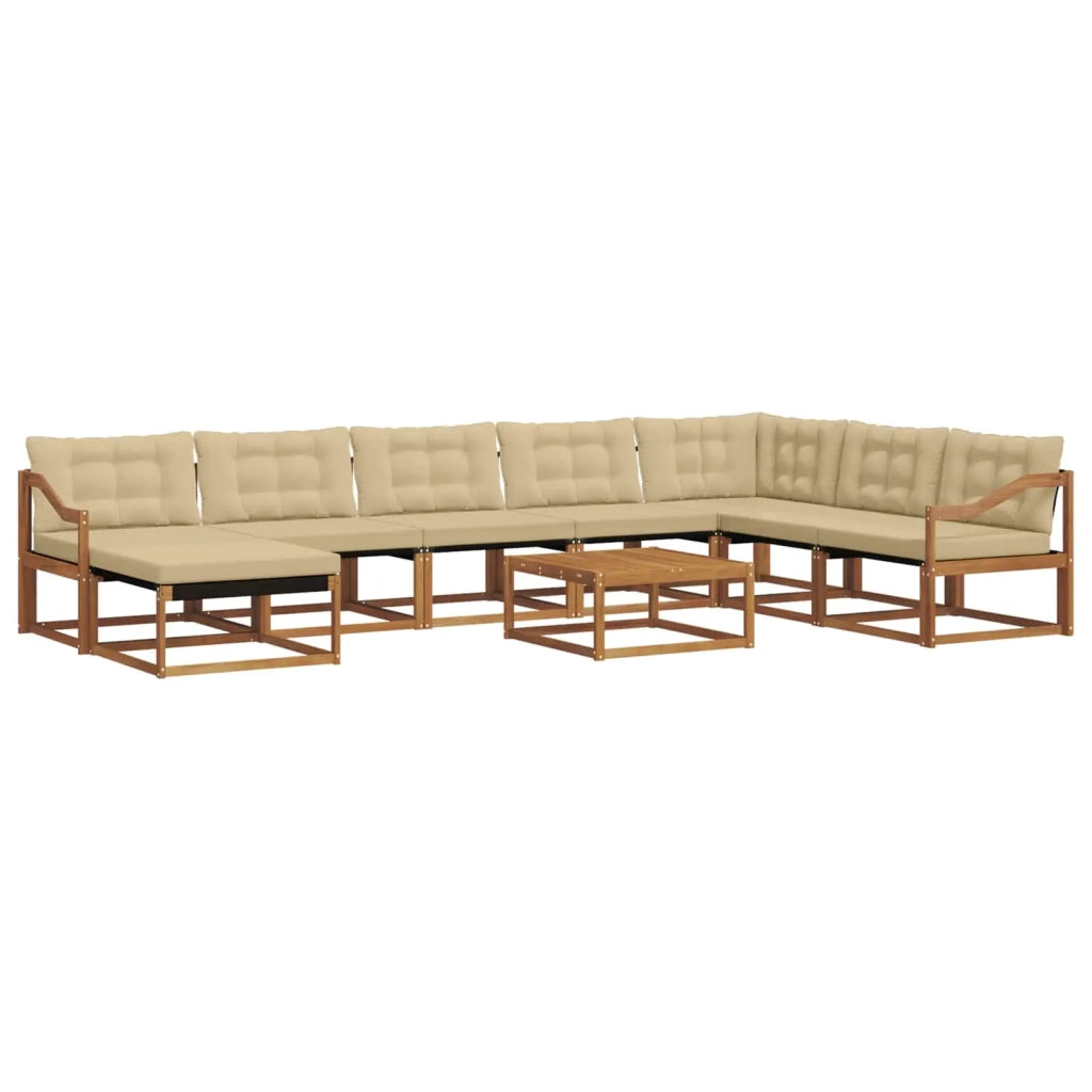 Set di divani da esterno con cuscino 9 pcs Naturale e Beige 3369780