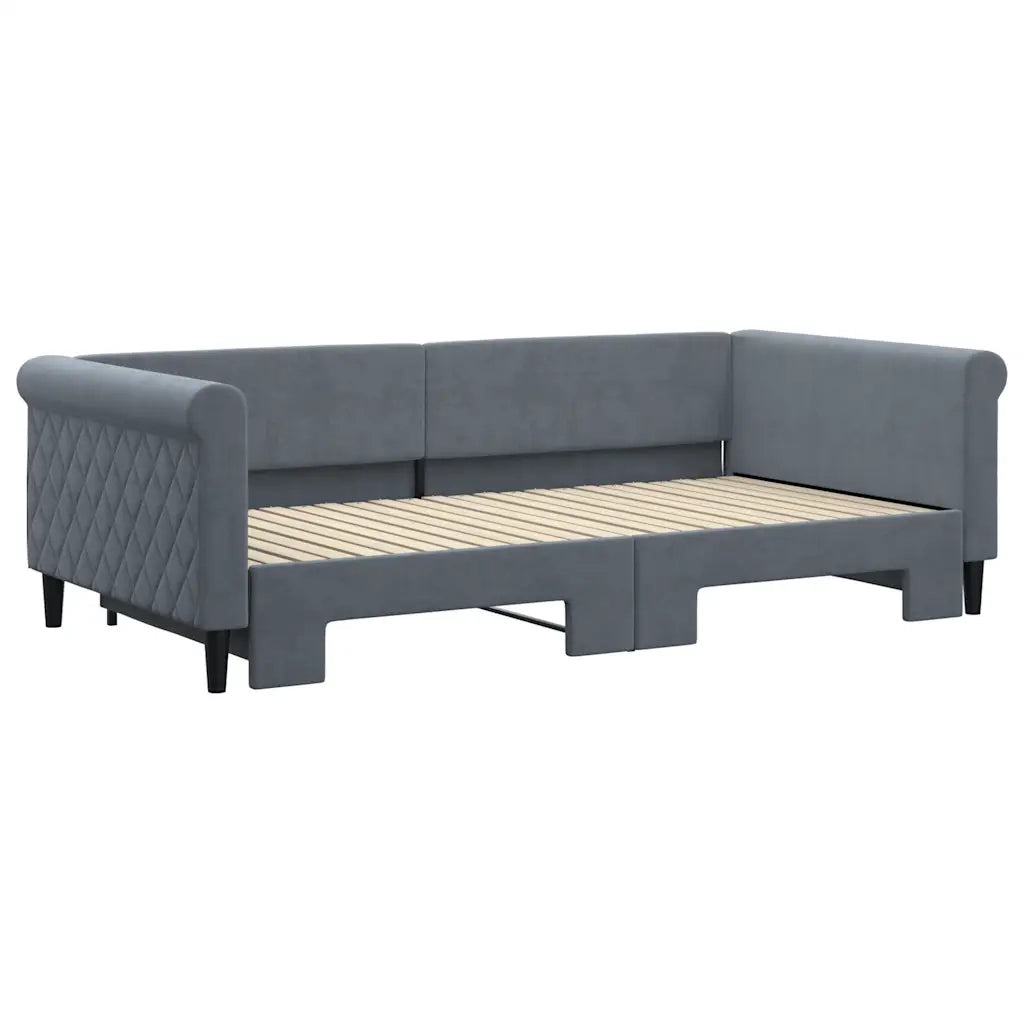 Divano Letto con Letto Estraibile-Sofa Letto-Daybed Grigio Scuro 100x200 Velluto 722638