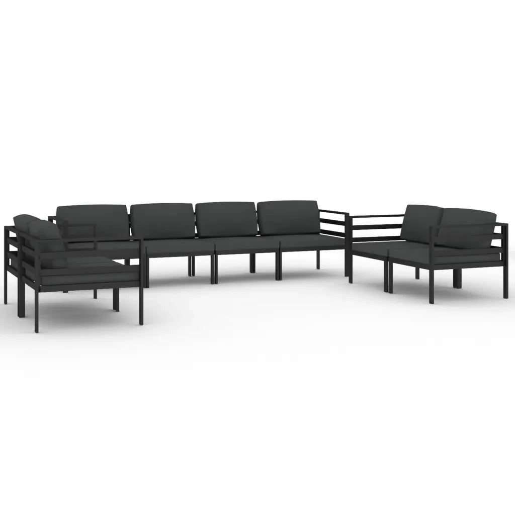 Set Divani da Giardino 8 pz con Cuscini in Alluminio Antracite 3107798