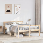 Letto per Anziani con Testiera 140x190 cm Legno Massello Pino