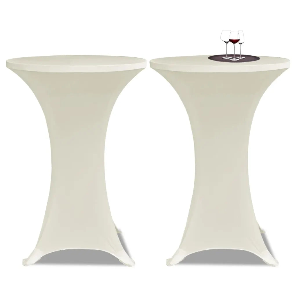 Copritavolo ?70 cm Crema Tessuto elasticizzato 2 pezzi CFW8768712