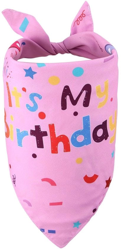 Bandaia per cani per festa - Fazzoletto per cani reversibile - Sciarpa a triangolo - Tessuto poliestere premium - Accessori per festa - 65x44,7cm - Colore rosa - Sciarpa per cani