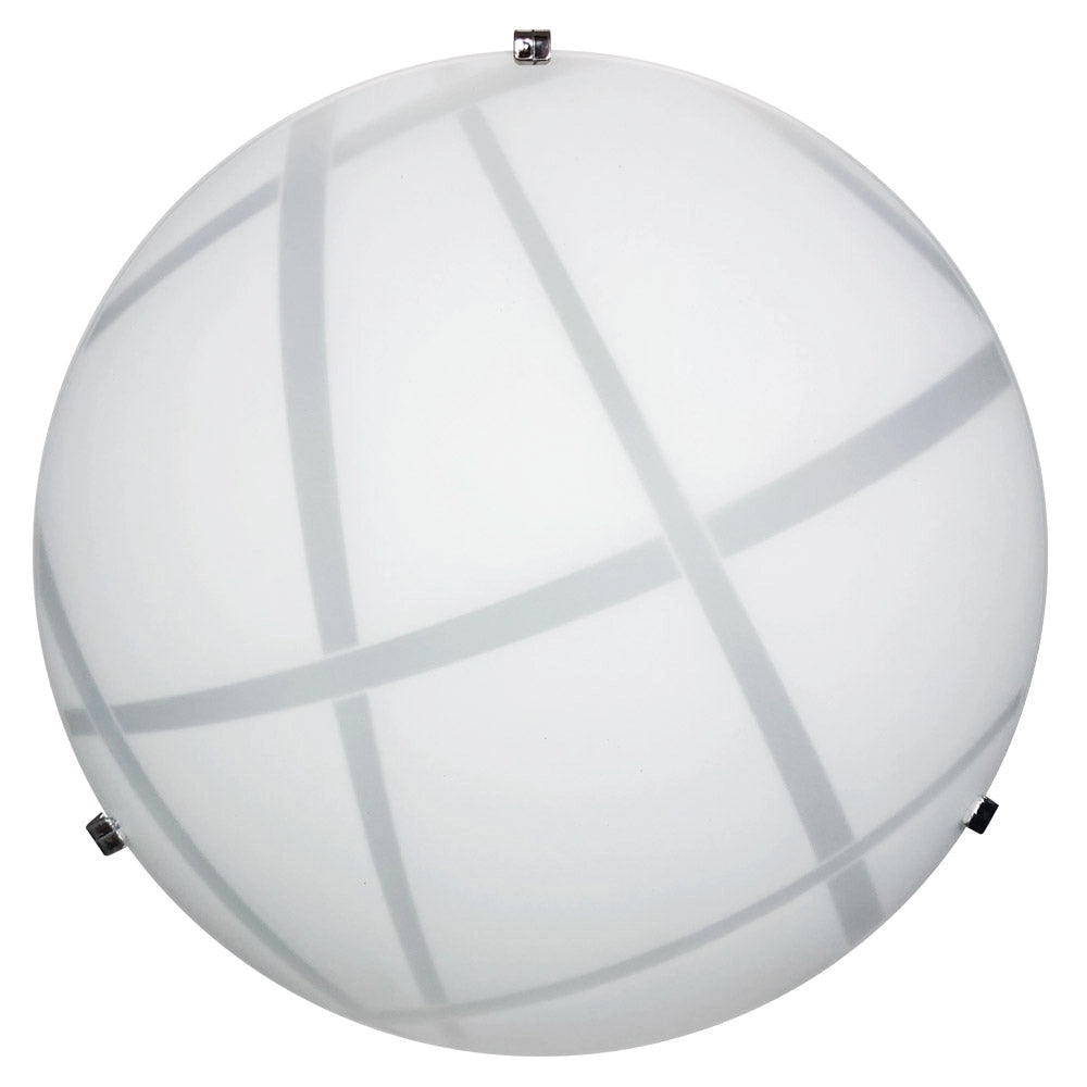 Plafoniera 2xE27 Ganci Cromo Vetro Lastra Bianco E-Energy Dario