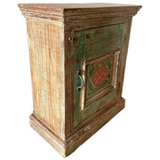 Comodino in legno con finitura artigianale marrone 53x27x69h cm