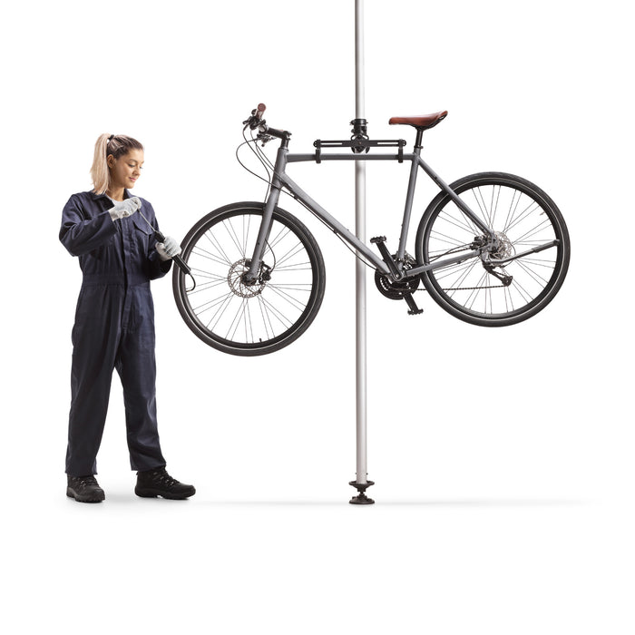 Portabiciclette telescopico per 2 bici da 20 kg 160-340 cm, regolabile con bracci girevoli 360°