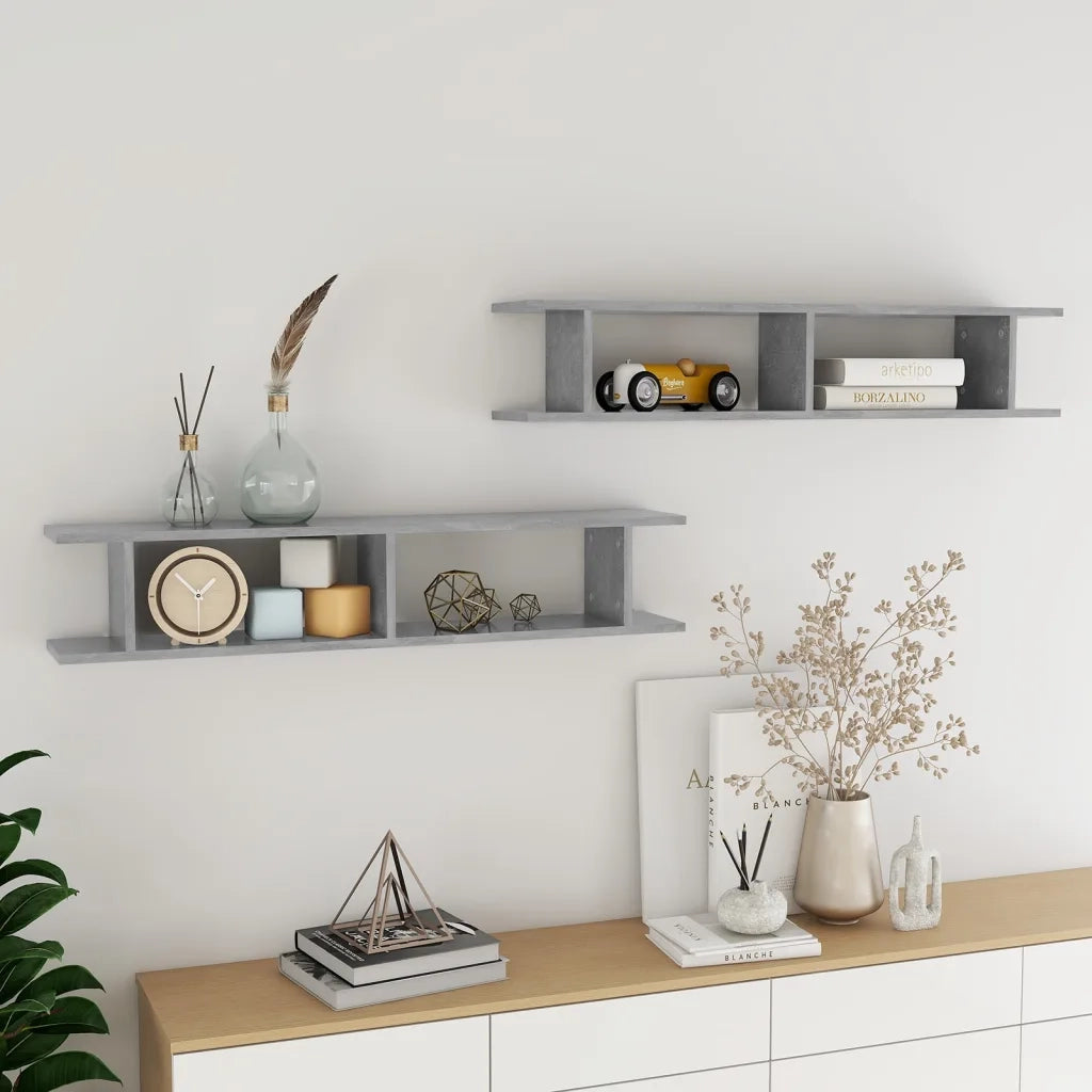 Mensole Parete 2pz Grigio Cemento 105x18x20cm Legno Multistrato 807209