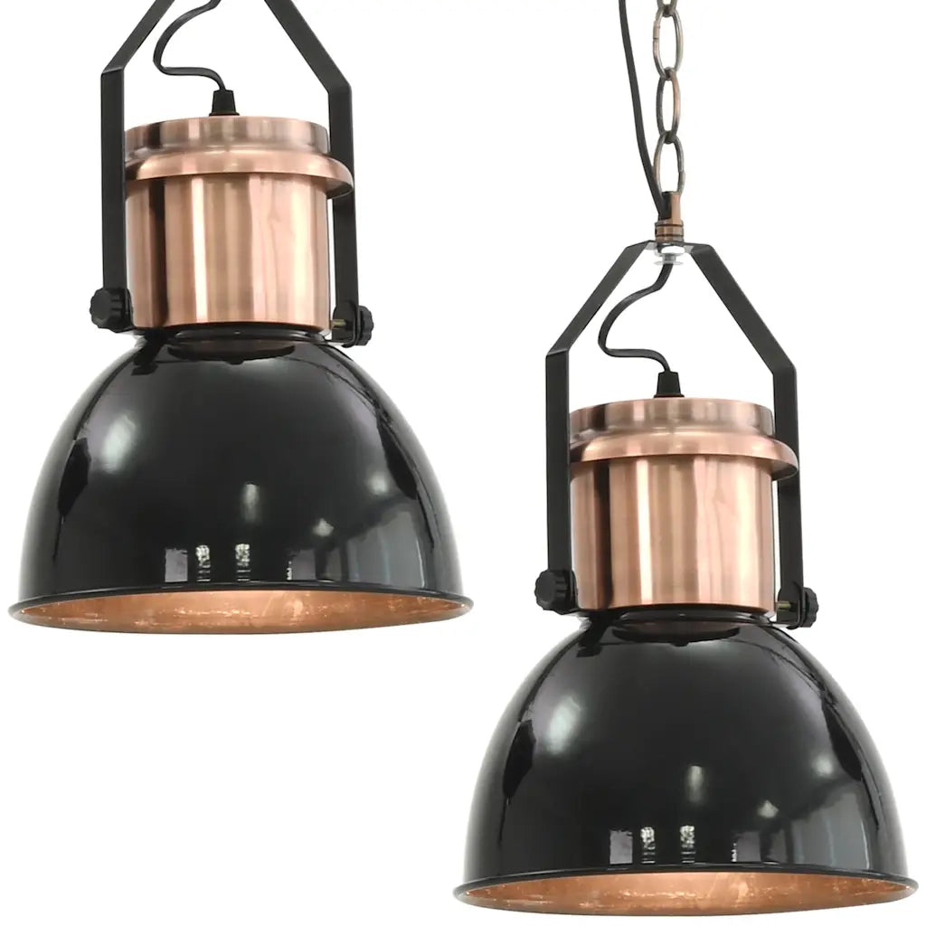 Lampade da Soffitto 2 pz Nero Tondo E27 CFW1843601