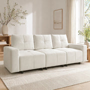 Divano modulare 3 posti 213 cm in ciniglia bianco beige