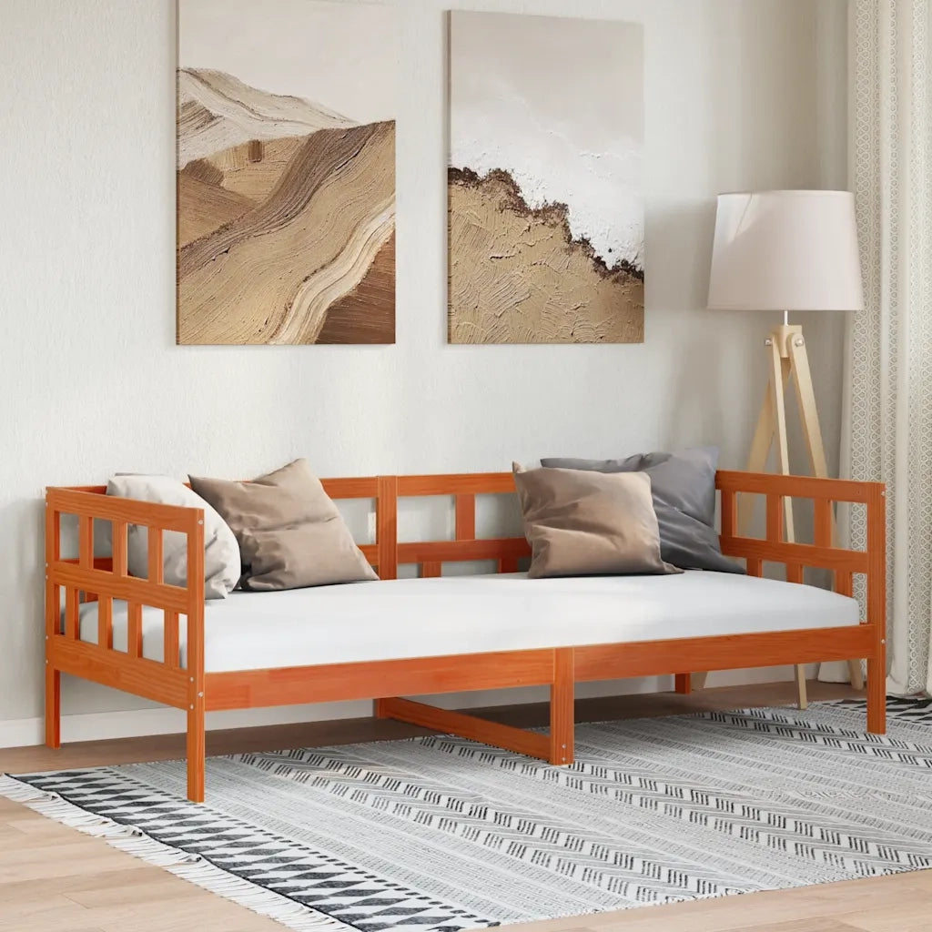 Dormeuse Marrone Cera 90x200 cm in Legno Massello di Pinocod mxl 113863