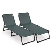 Coppia Di Lettini Pieghevoli Prendisole Senza Tettuccio Parasole Schienale Reclinabile Regolabile Struttura In Metallo Nero Sedia Sdraio Per Spiaggia Giardino Piscina 187 x 53 x 24 Cm Grigio Scuro