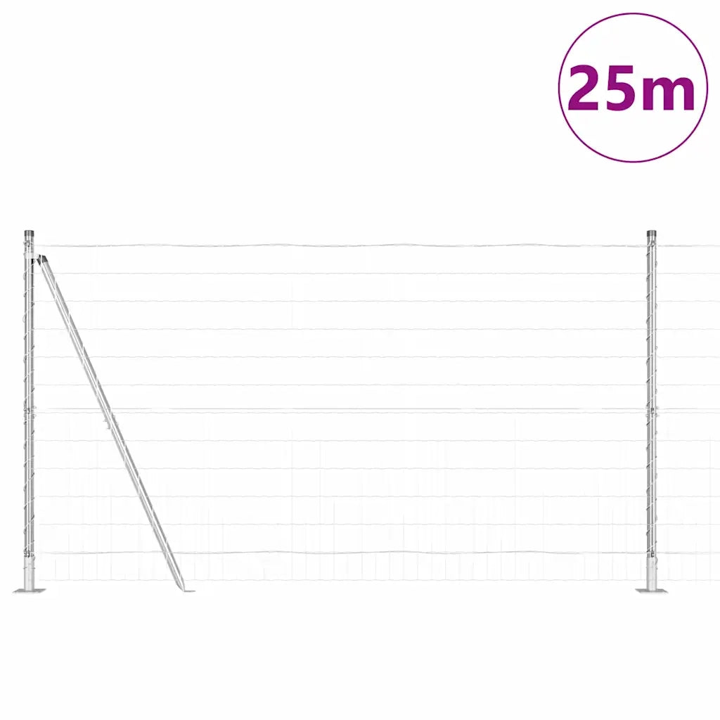 Recinzione da Giardino | Recinzione con Posto Argento 1,2 x 25 m Acciaio