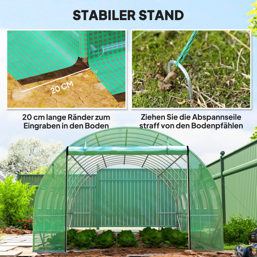 Tunnel Serra in Plastica con Telaio Acciaio e Porte a Rullo ¨C Zephmum ¨C Verde