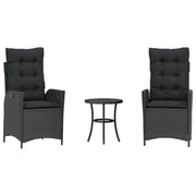 Set da Bistr¨° 3 pz | Set Salotto da Giardino con Cuscini Nero in Polyrattan