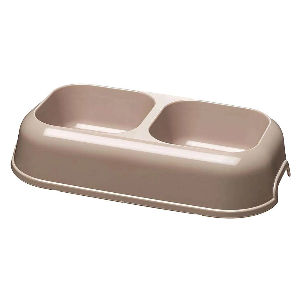 Set 6 ciotole doppie per cani in plastica riciclata 0,7 litri bordo antiscivolo e maniglie laterali colori assortiti Ferplast
