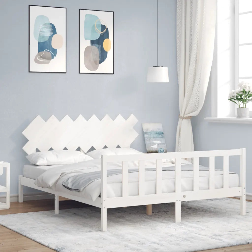 Giroletto senza Materasso-Struttura Letto Bianco 160x200 cm Legno Massello Pino 656739