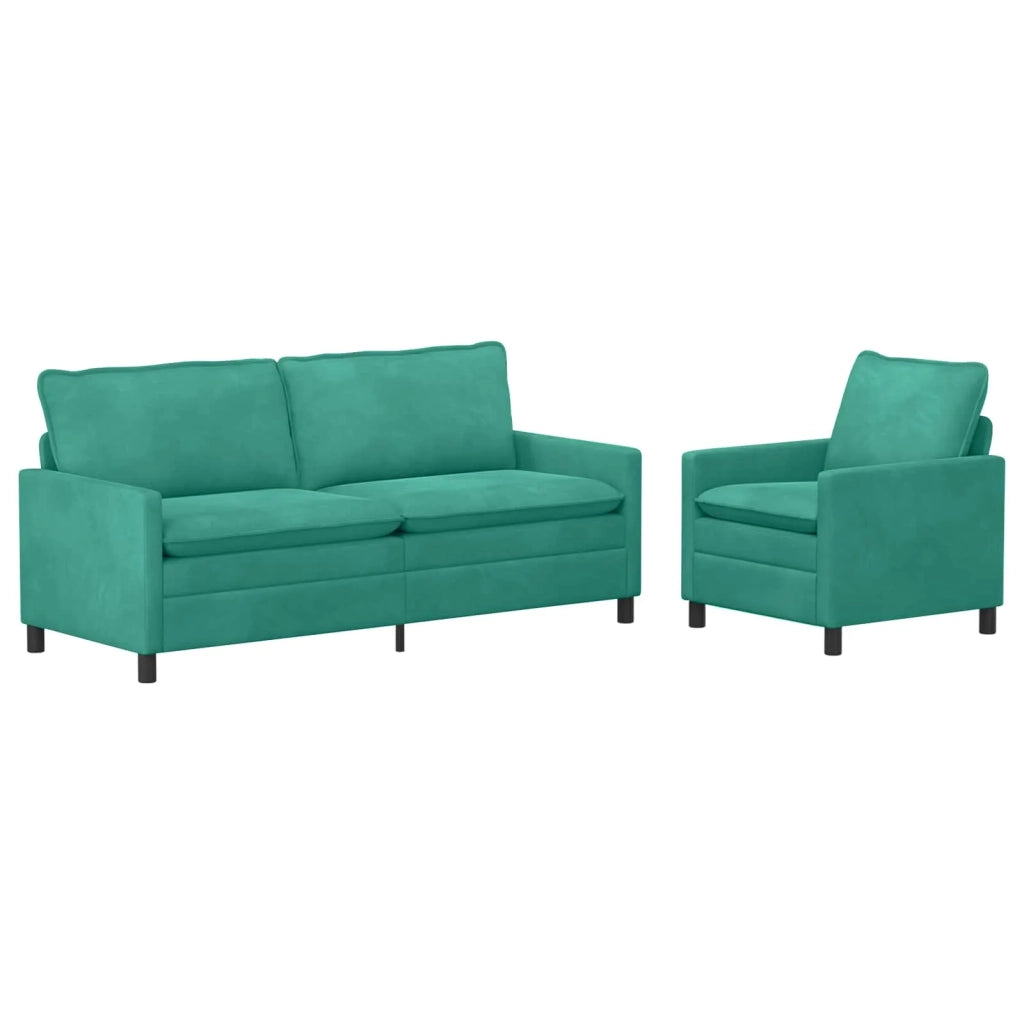 Set di divani 2 pcs Turchese Velluto