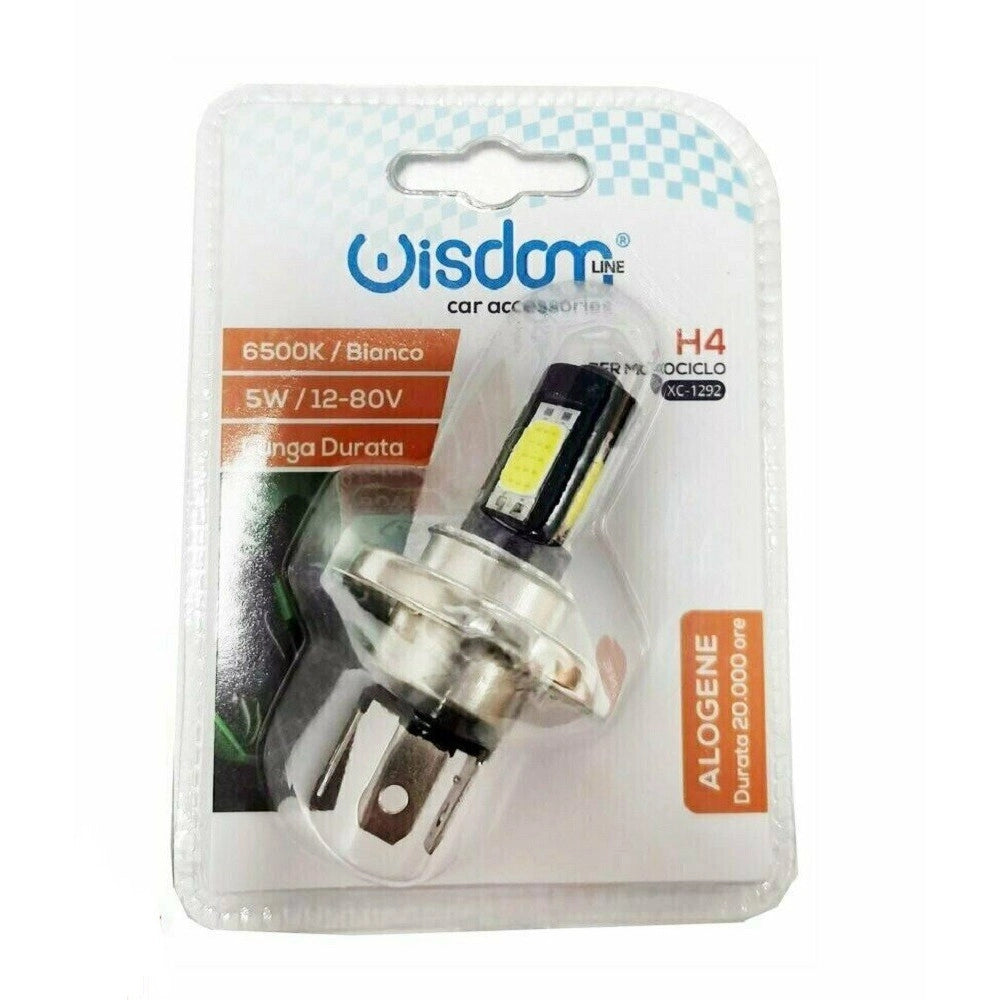 Trade Shop - Lampadina Led H4 Nero Per Motociclo Luce Bianco 6500k 5watt Lunga Durata Xc-1292 -