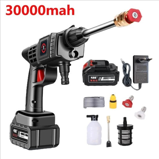 Hogedrukreiniger senza fili - con batteria e caricatore - 30000mAh - higroscopico - regolabile - 50 BAR - inclusa manganello idraulica