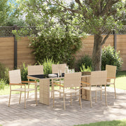 Set da pranzo da giardino 7 pezzi beige in polyrattan
