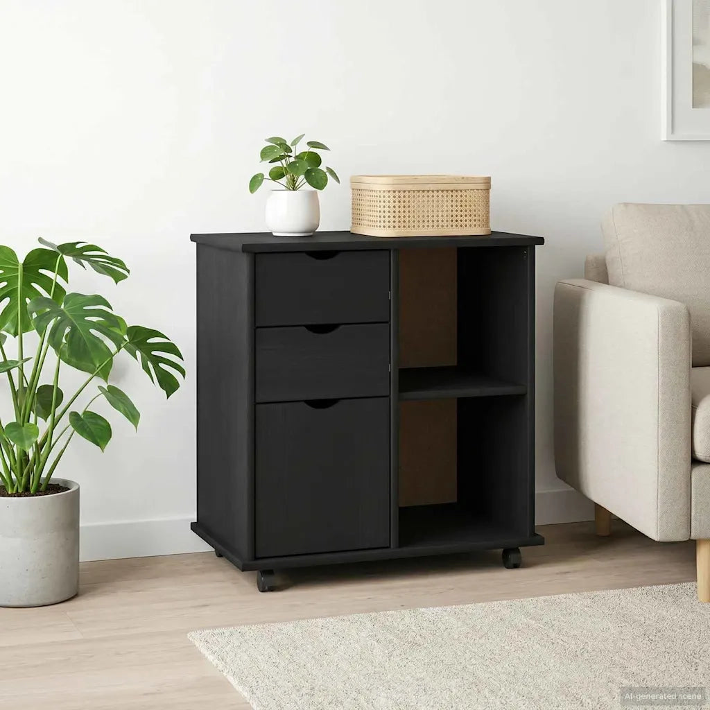 Mobile con Ruote con ruota Nero 63,5 x 39 x 65,5 cm 42028383