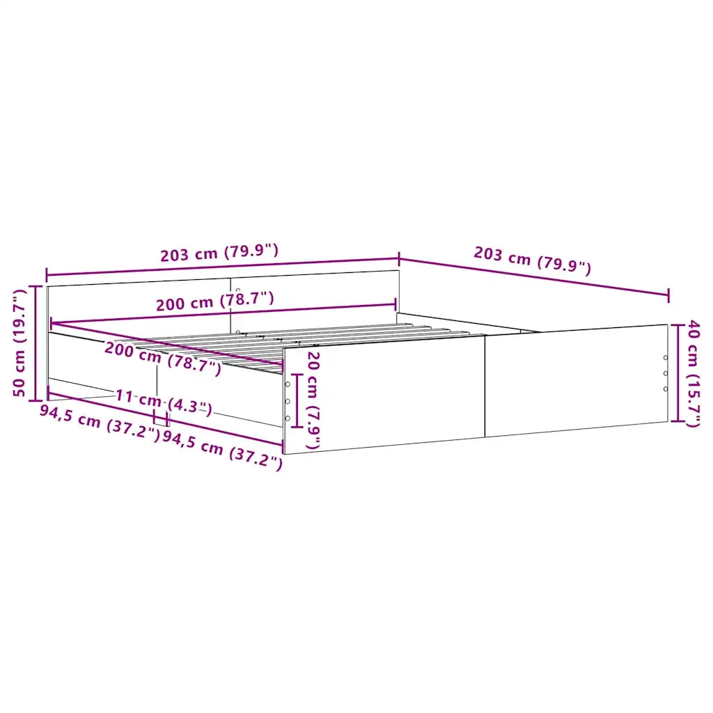 Struttura del letto Legno vecchio 203 x 203 x 50 cm 3329303