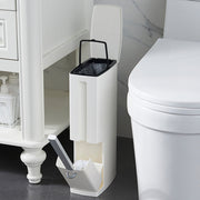 Set Scopino WC con Cestino Salvaspazio Bagno 2 in 1 In ABS e Alluminio Bianco