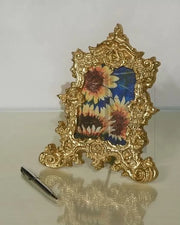 Mobili2g - portafoto in foglia oro rettangolare-sagomata- misure: l.21 x h.26 x p.2